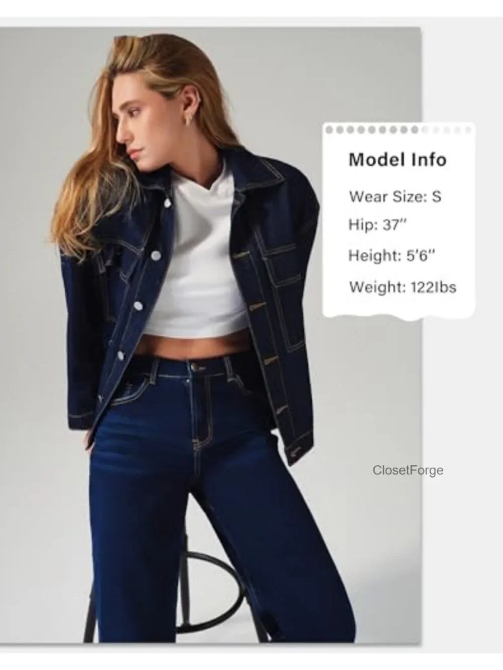 Oversized Denim Jacket with Flap Chest Pockets Casual Jean Coat